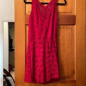 Red lace knee length dress